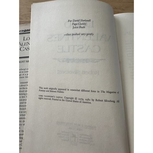 Lord Valentine's Castle, Robert Silverberg, HC/DJ/BC/First Edition 1980 VTG - Picture 2 of 10